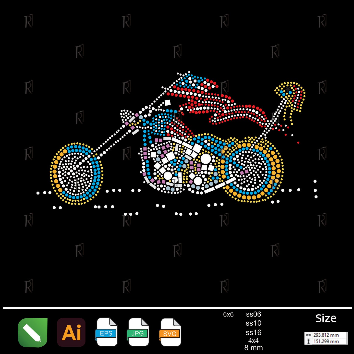 Freedom Ride Motorcycle Rhinestone – Premium Rhinestone Design by Rhinestone1