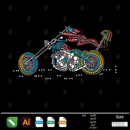 Freedom Ride Motorcycle Rhinestone – Premium Rhinestone Design by Rhinestone1