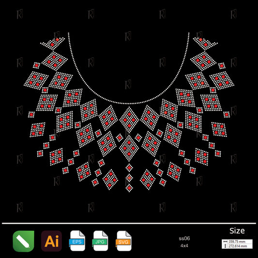Red Center Diamond Collar Rhinestone – Premium Rhinestone Design by Rhinestone1