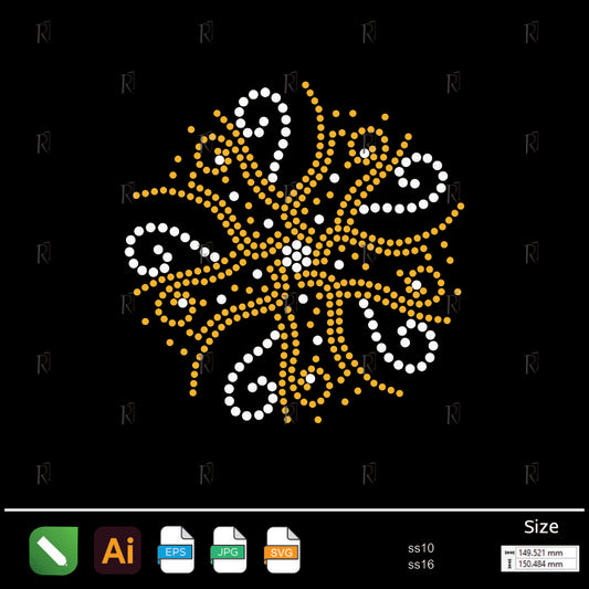 Golden Swirl Medallion Rhinestone – Premium Rhinestone Design by Rhinestone1