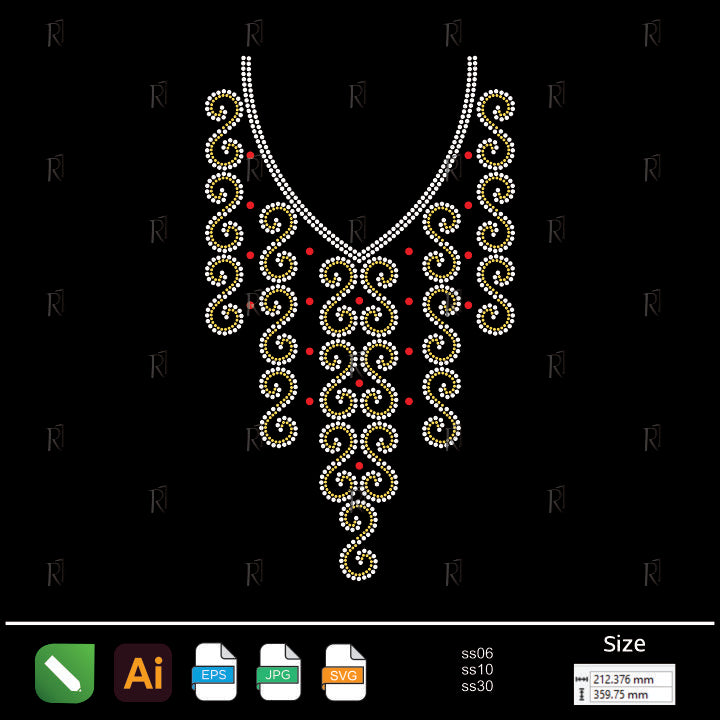 Elegant Swirl Cascade – Premium Rhinestone Design by Rhinestone1