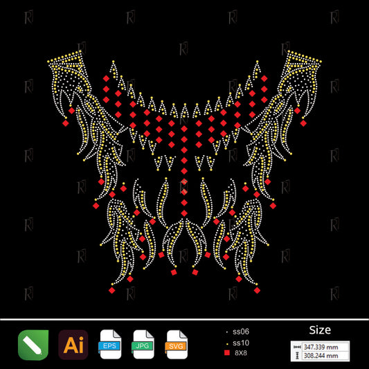 Royal Flame Rhinestone Necklace Design – Premium Rhinestone Design by Rhinestone1