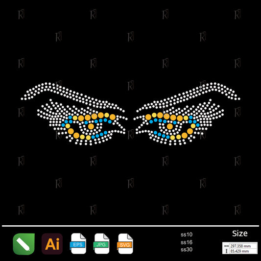 Glamorous Gaze Rhinestone Eyes – Premium Rhinestone Design by Rhinestone1