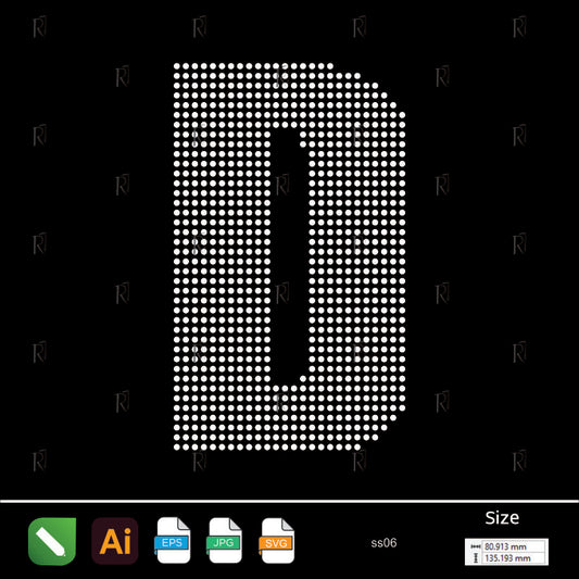 Rhinestone Letter D Bold – Premium Rhinestone Design by Rhinestone1