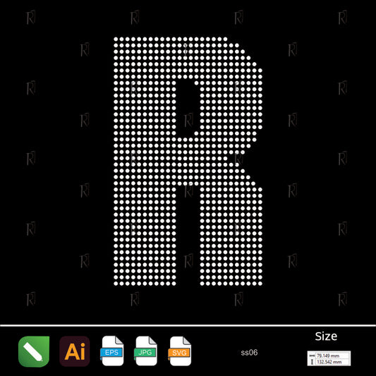 Rhinestone Letter R Bold – Premium Rhinestone Design by Rhinestone1