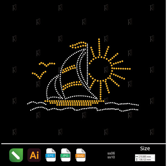 Sunset Sail Rhinestone Design – Premium Rhinestone Design by Rhinestone1
