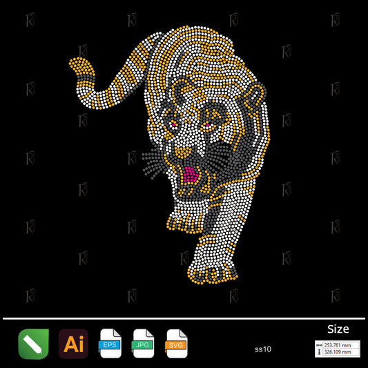 Fierce Tiger Walk Rhinestone Design – Premium Rhinestone Design by Rhinestone1