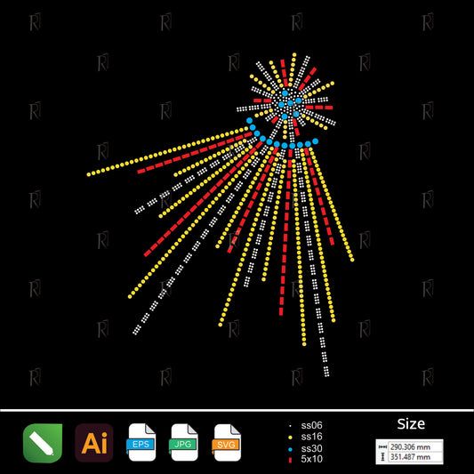 Firework Burst Rhinestone Design – Premium Rhinestone Design by Rhinestone1