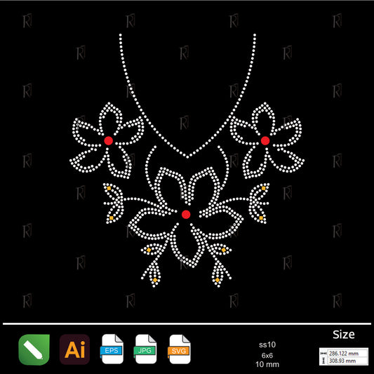 Triple Floral Red Center Rhinestone – Premium Rhinestone Design by Rhinestone1