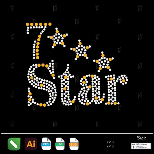 7 Star Elegant Script Rhinestone Design – Premium Rhinestone Design by Rhinestone1