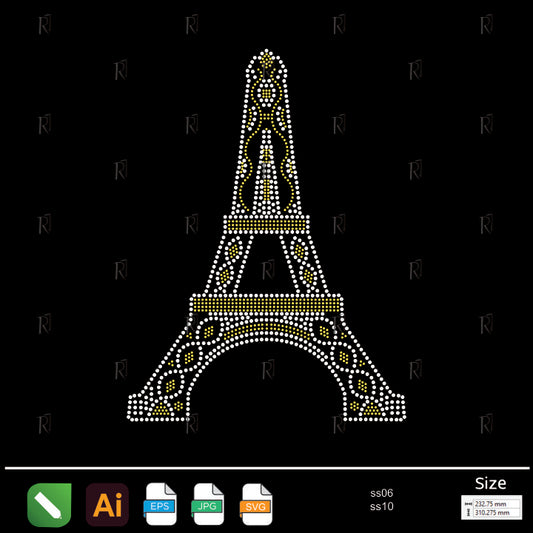 Eiffel Tower Glam Rhinestone – Premium Rhinestone Design by Rhinestone1