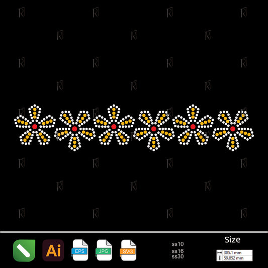 Daisy Chain Rhinestone Border – Premium Rhinestone Design by Rhinestone1