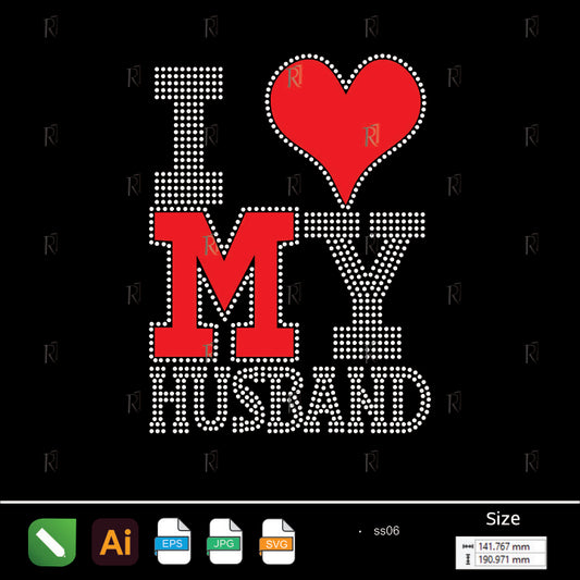 I ❤️ My Husband – Premium Rhinestone Design by Rhinestone1