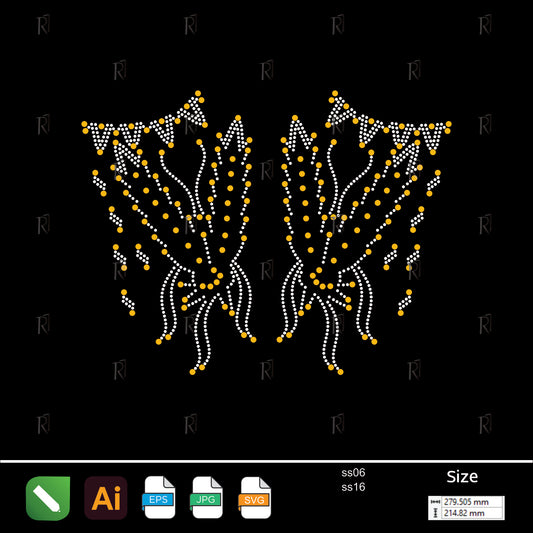 Golden Cascade Leaves Rhinestone – Premium Rhinestone Design by Rhinestone1