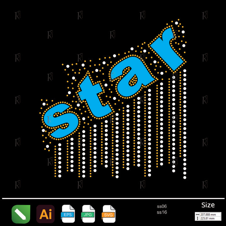 Shining Star Text Rhinestone – Premium Rhinestone Design by Rhinestone1
