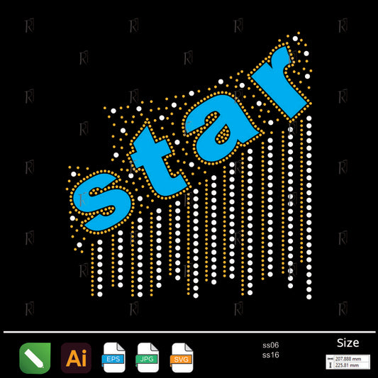 Shining Star Text Rhinestone – Premium Rhinestone Design by Rhinestone1