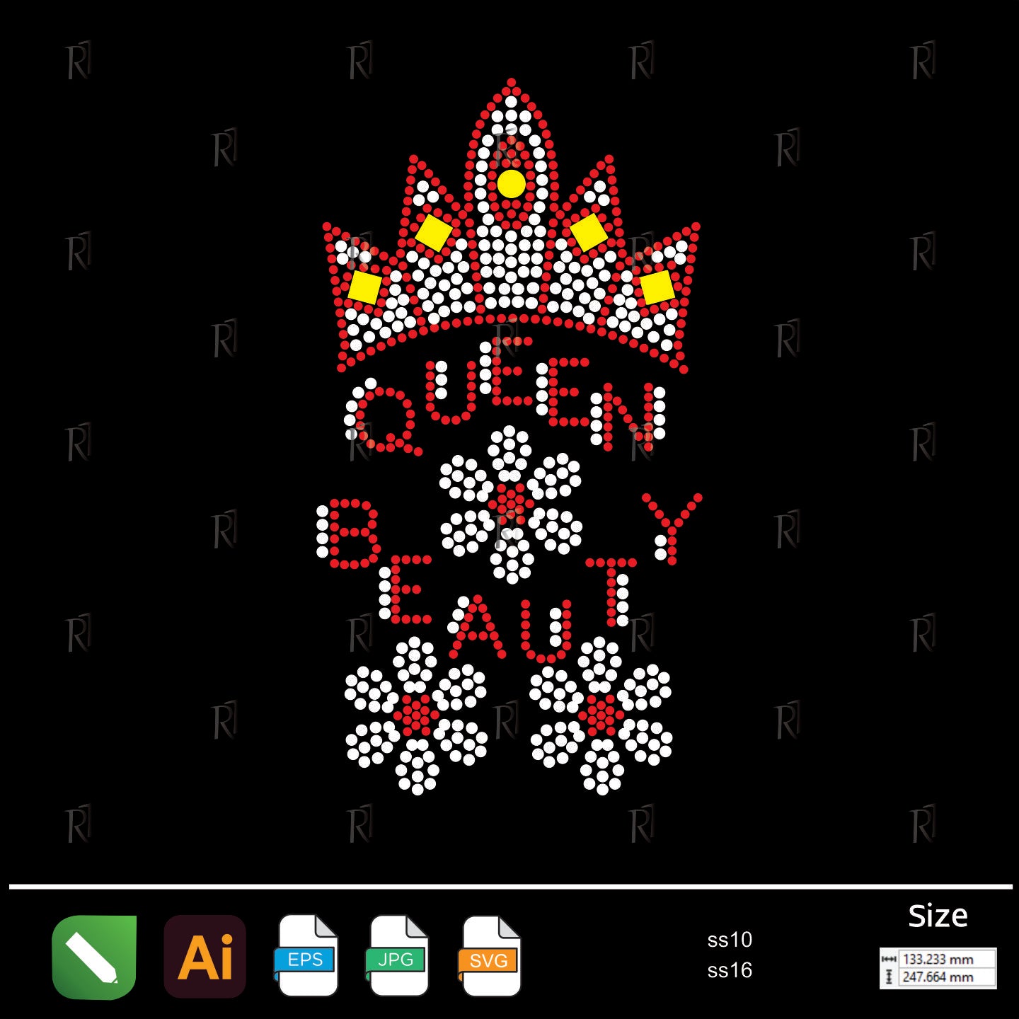 Queen Beauty Crown Rhinestone – Premium Rhinestone Design by Rhinestone1