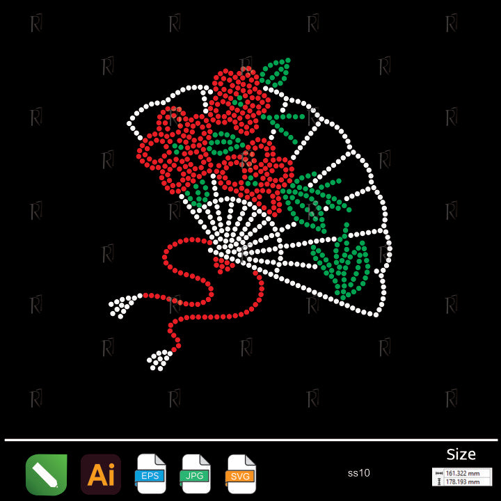 Floral Fan Rhinestone – Premium Rhinestone Design by Rhinestone1