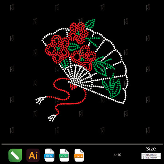 Floral Fan Rhinestone – Premium Rhinestone Design by Rhinestone1
