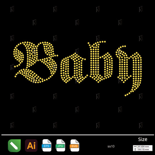 Baby Rhinestone Text – Premium Rhinestone Design by Rhinestone1
