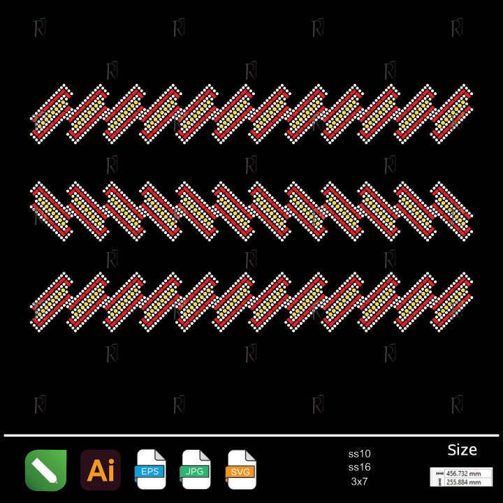 Colorful Diagonal Link Border Rhinestone – Premium Rhinestone Design by Rhinestone1