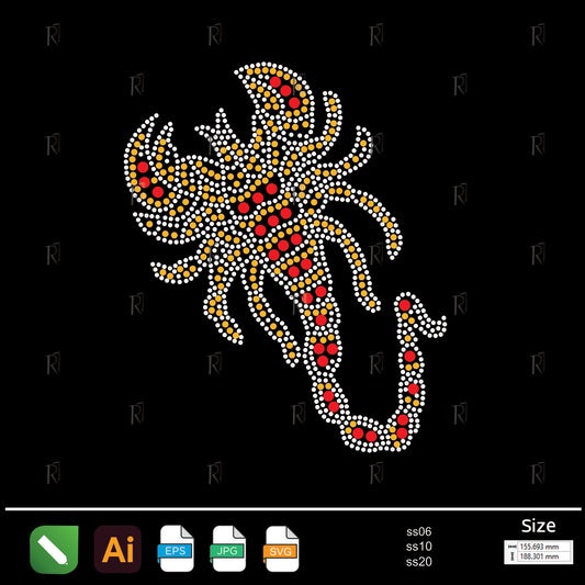 Fiery Scorpion Rhinestone – Premium Rhinestone Design by Rhinestone1