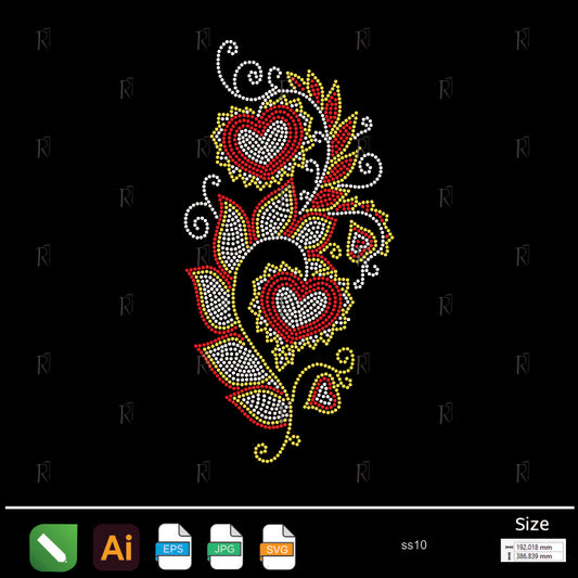 Romantic Hearts Ornament Rhinestone – Premium Rhinestone Design by Rhinestone1