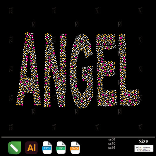 Angel Text Rhinestone – Premium Rhinestone Design by Rhinestone1