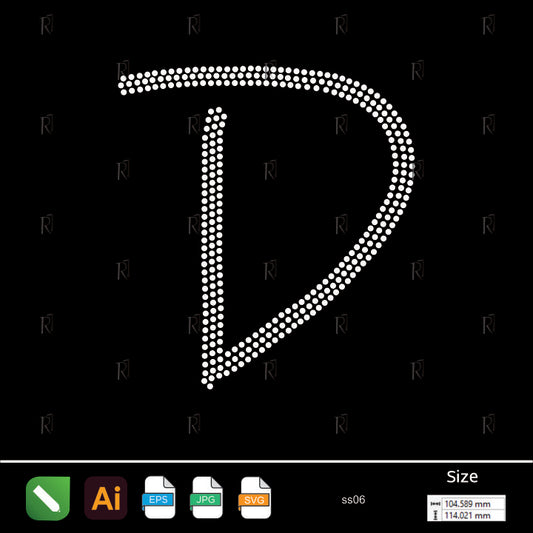 Rhinestone Letter D Script – Premium Rhinestone Design by Rhinestone1