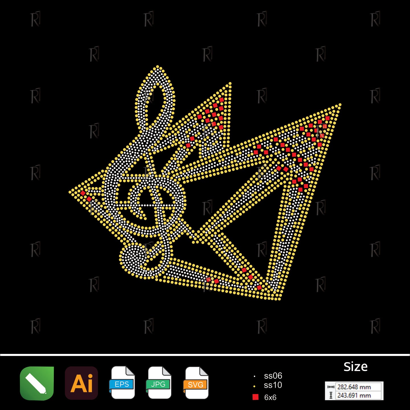 Musical Note Geometric Rhinestone Design – Premium Rhinestone Design by Rhinestone1