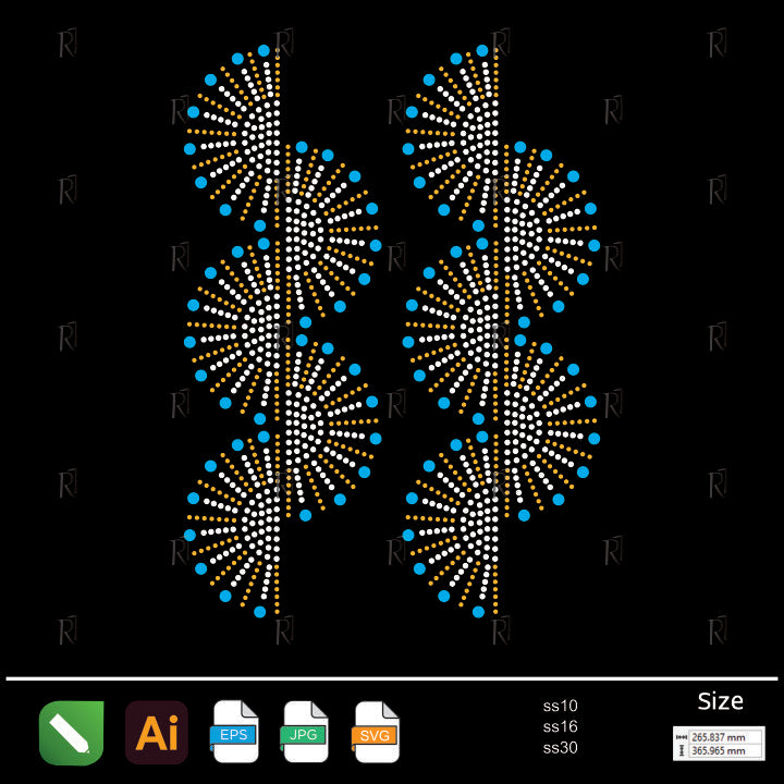 Spiral Fan Border Rhinestone – Premium Rhinestone Design by Rhinestone1