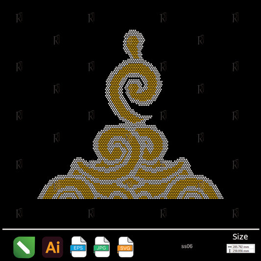 Golden Swirl Base Rhinestone – Premium Rhinestone Design by Rhinestone1