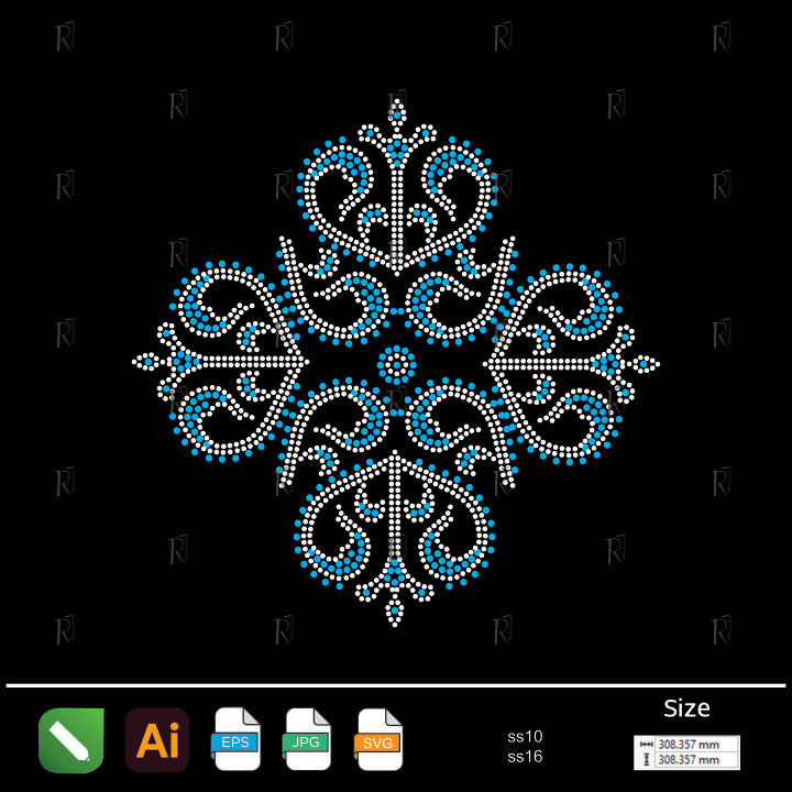 Blue Romance Blossom – Premium Rhinestone Design by Rhinestone1