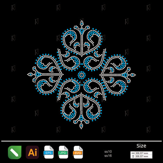 Blue Romance Blossom – Premium Rhinestone Design by Rhinestone1