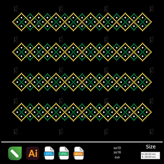 Diamond Mosaic Border Rhinestone – Premium Rhinestone Design by Rhinestone1