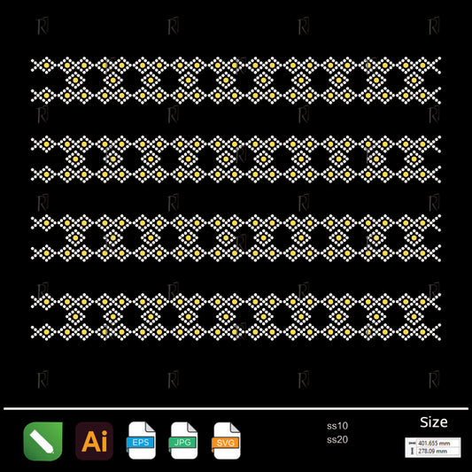 Golden Diamond Lattice Border Rhinestone – Premium Rhinestone Design by Rhinestone1