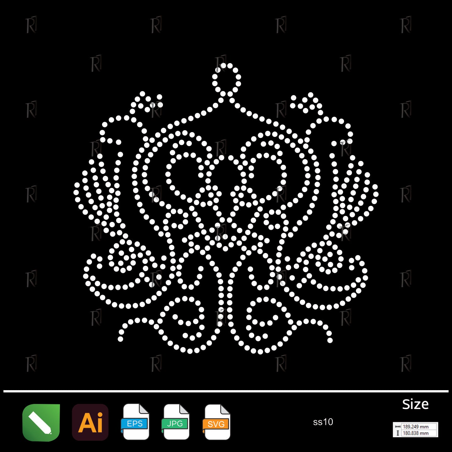 Ornate Royal Crest Rhinestone – Premium Rhinestone Design by Rhinestone1