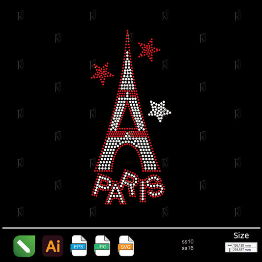 Eiffel Tower Paris Rhinestone – Premium Rhinestone Design by Rhinestone1