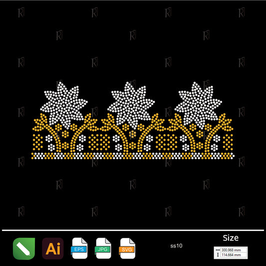 Starry Floral Trim – Premium Rhinestone Design by Rhinestone1