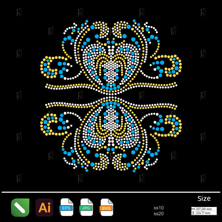 Baroque Heart Mirror Rhinestone – Premium Rhinestone Design by Rhinestone1