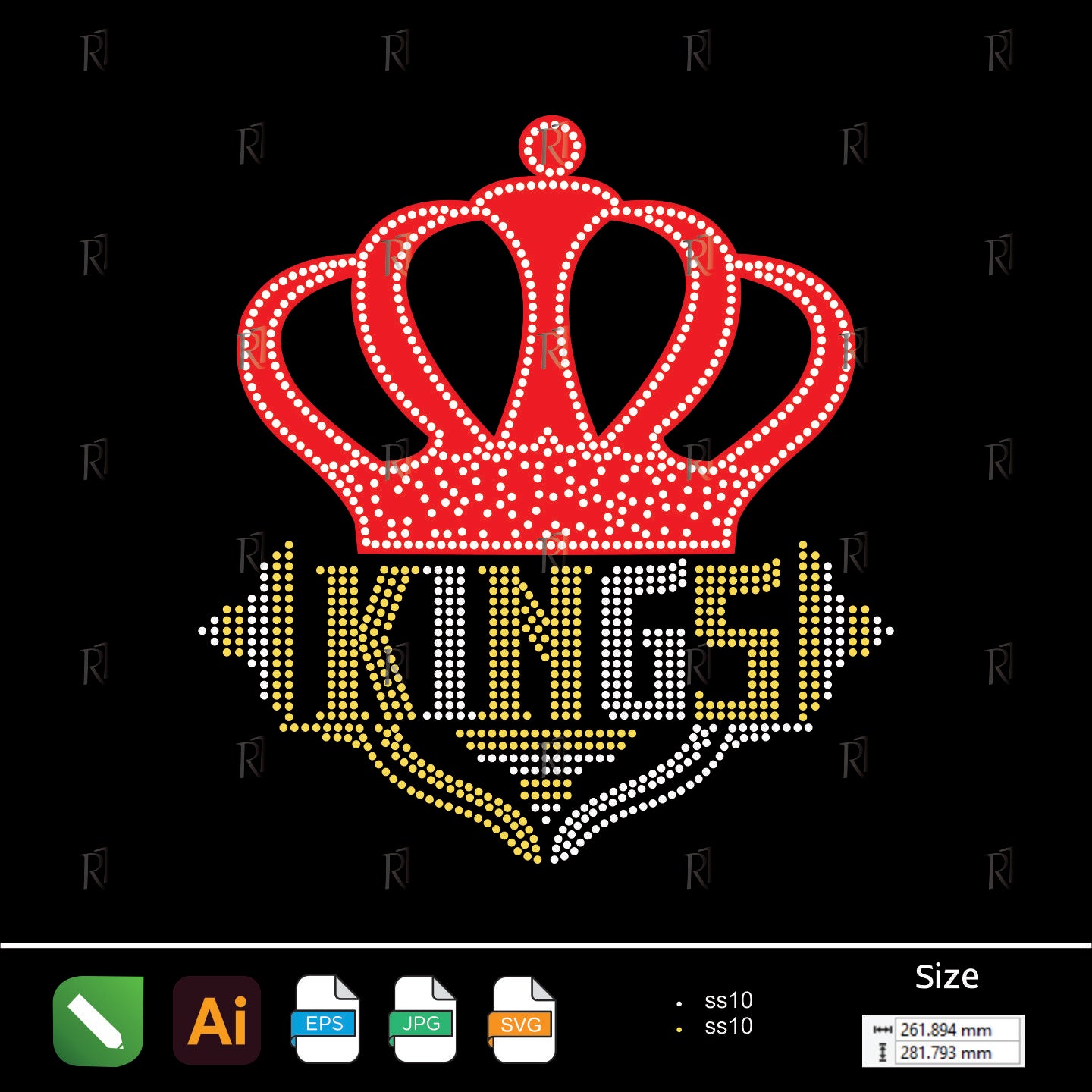 Kings Crown Rhinestone Design – Premium Rhinestone Design by Rhinestone1