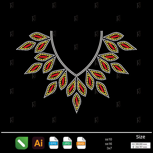 Flaming Leaf Collar Rhinestone – Premium Rhinestone Design by Rhinestone1