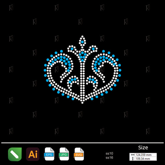 Blue Lotus Heart – Premium Rhinestone Design by Rhinestone1