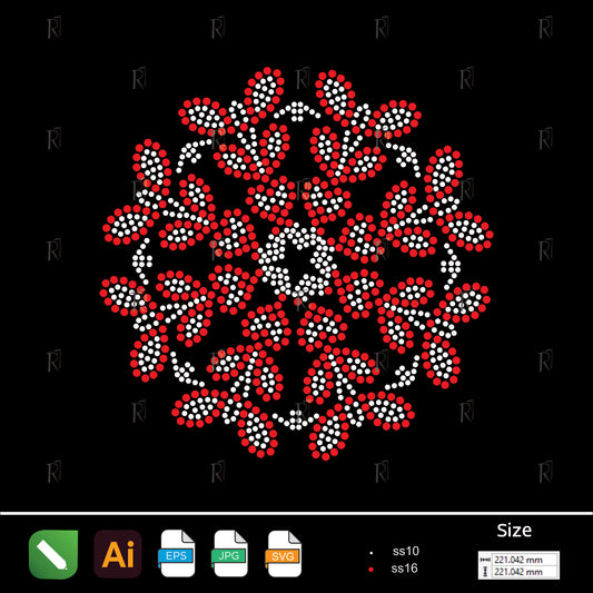 Floral Harmony Rhinestone Mandala – Premium Rhinestone Design by Rhinestone1