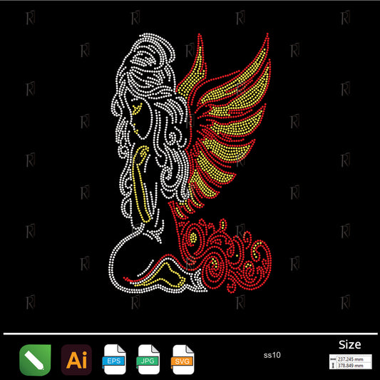 Fiery Winged Angel Rhinestone – Premium Rhinestone Design by Rhinestone1