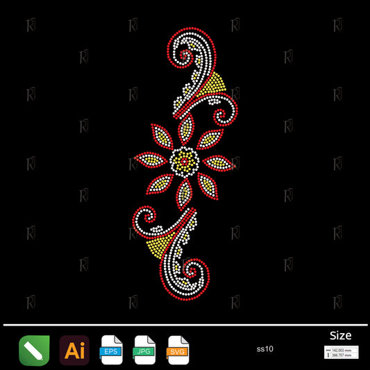 Spiral Floral Accent Rhinestone – Premium Rhinestone Design by Rhinestone1