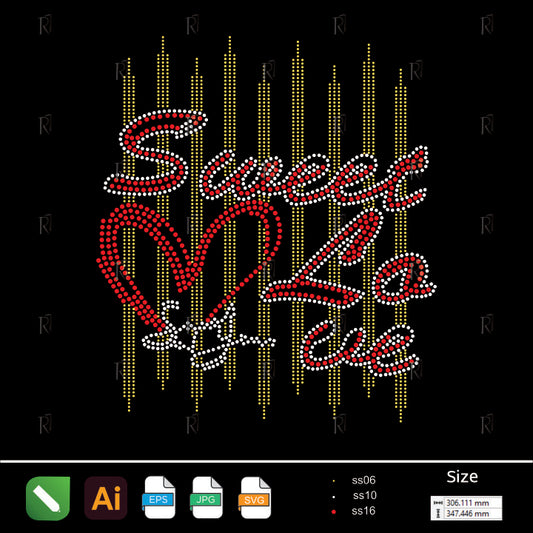 Sweet Love Rhinestone Script – Premium Rhinestone Design by Rhinestone1