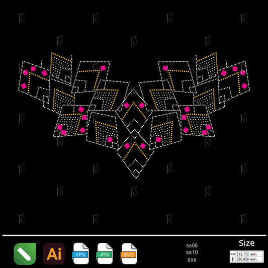 Geometric Diamond Blocks Rhinestone – Premium Rhinestone Design by Rhinestone1