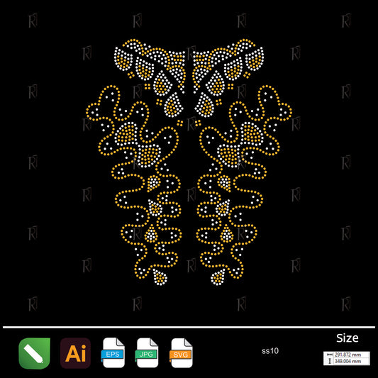 Golden Flowing Leaf Pattern Rhinestone – Premium Rhinestone Design by Rhinestone1