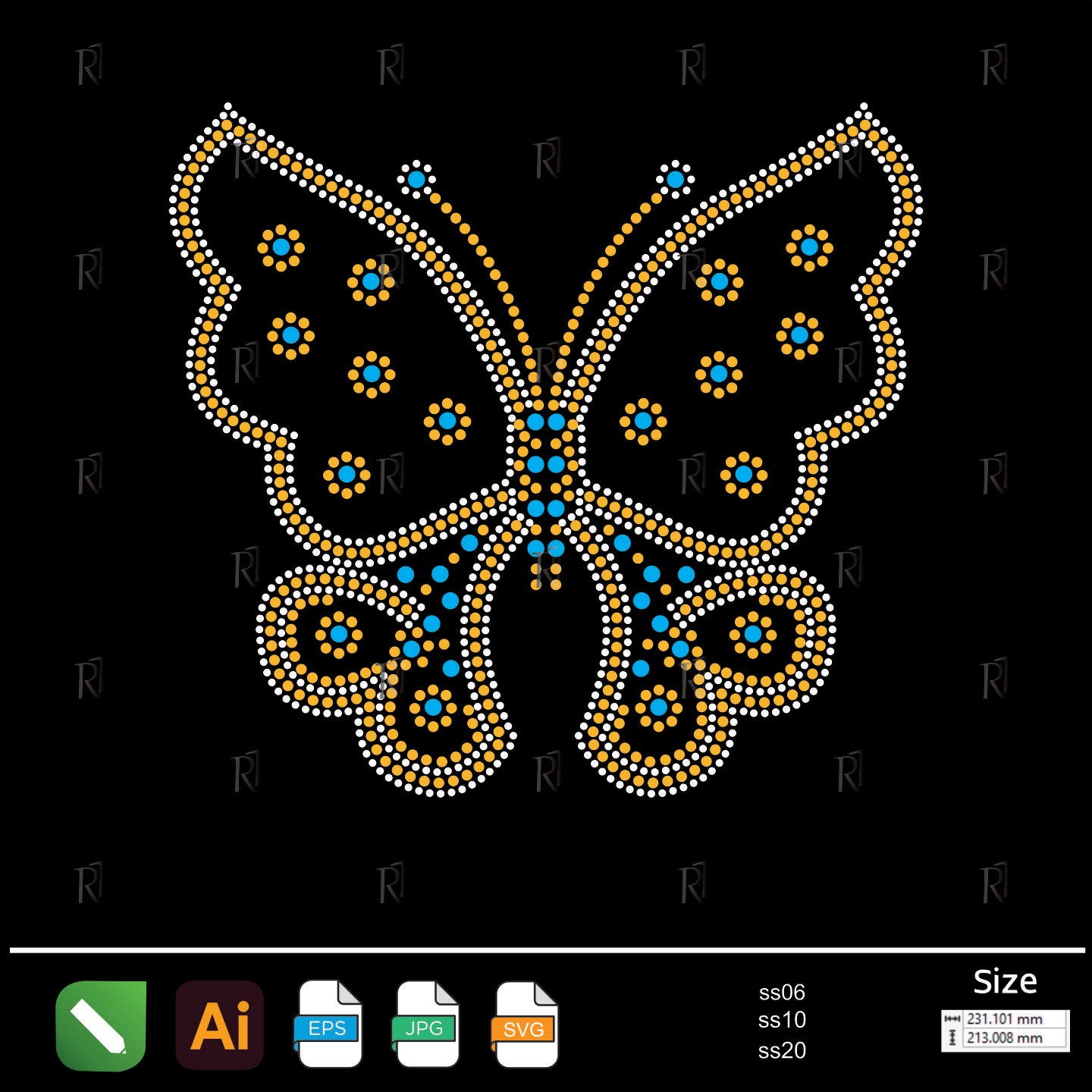 Golden Butterfly Rhinestone – Premium Rhinestone Design by Rhinestone1